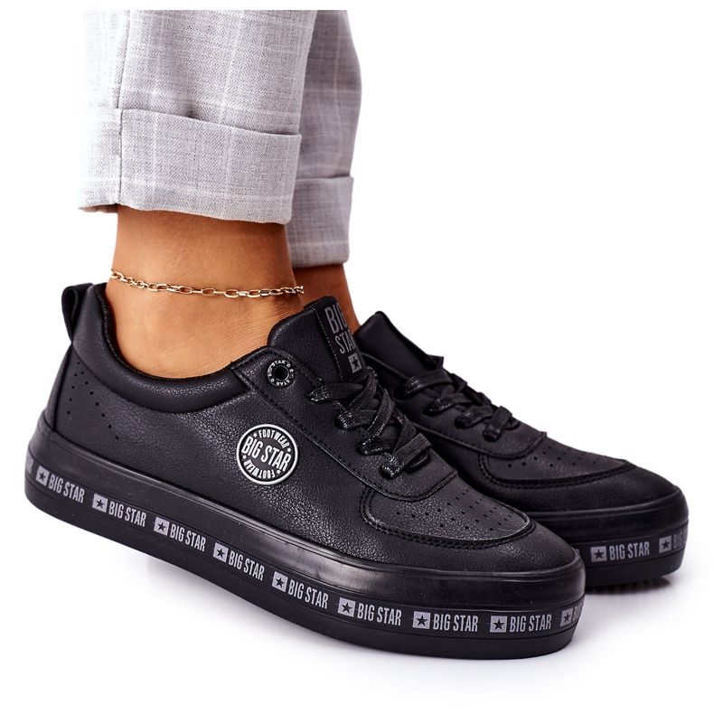 Sneakers in pelle sulla piattaforma Big Star II274074 nera nero