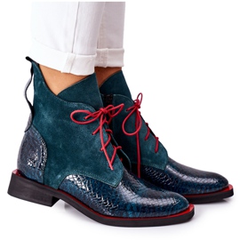 Alberto Violli Stivaletti In Pelle Con Fantasia Coccodrillo Cheyenne Verde rosso