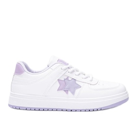 Sneakers bianche e viola con stelle Polja bianca