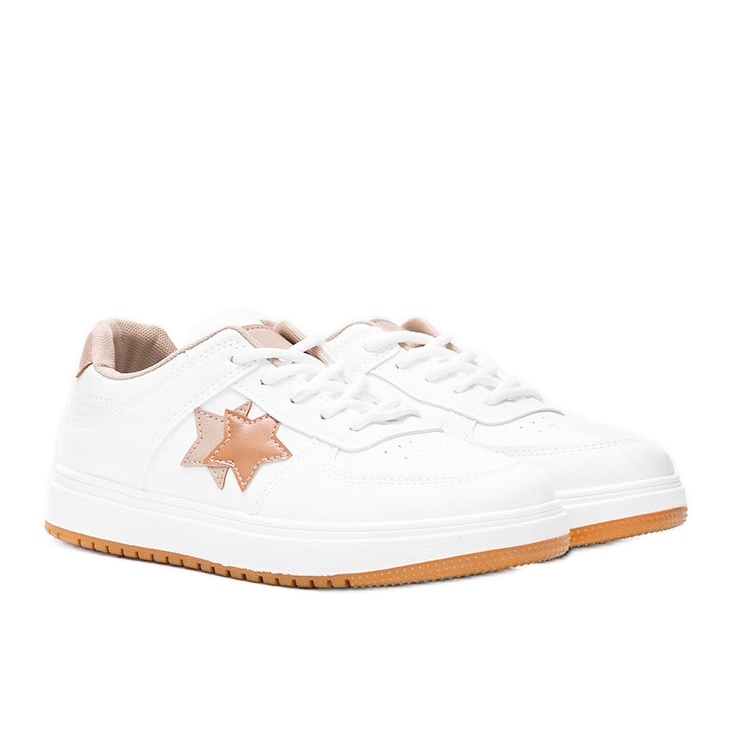 BM Sneakers bianche e marroni con stelle Polja bianca marrone