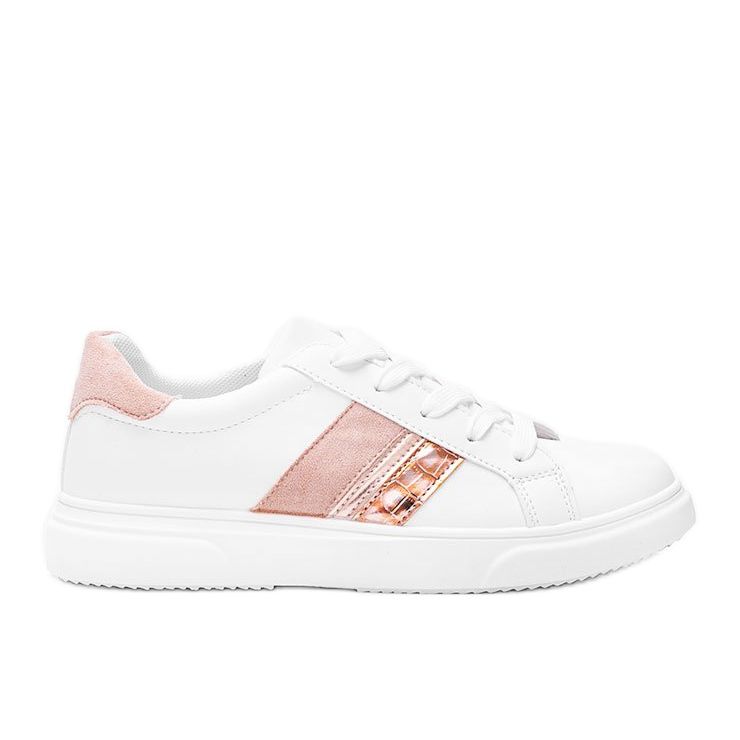 Sneakers bianche e rosa su una spessa suola Tituana bianca