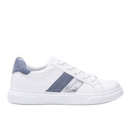 Sneakers bianche e blu su una spessa suola Tituana bianco