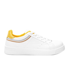 Sneakers bianche e gialle con spessa suola Meia bianco giallo