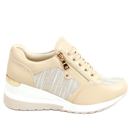 Sneakers con zeppa beige Y9521 Nude