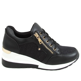Sneakers nere con zeppa Y9521 Black Gold nero d'oro