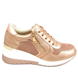 Sneakers con zeppa champagne Y9529 Champagne rosa