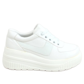 Sneakers suola alta bianca E3141 Bianco