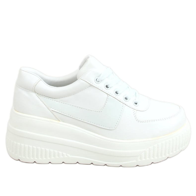 Sneakers suola alta bianca E3141 Bianco