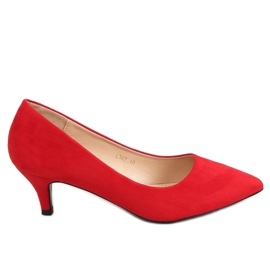 Tacchi a spillo rossi da donna con tacco basso L387 Red rosso