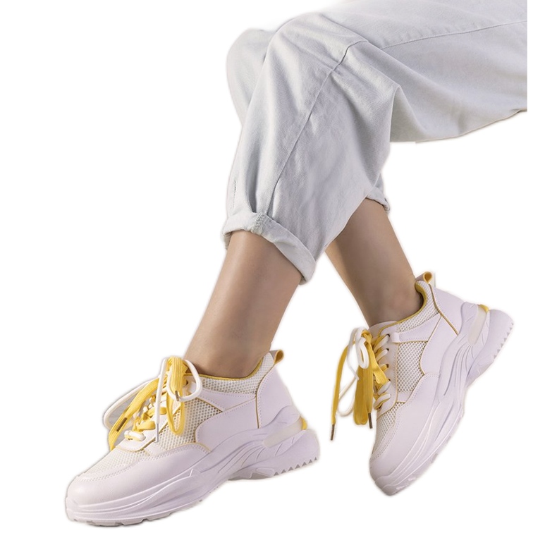 Sneakers bianche con inserti Splitters gialli bianca giallo