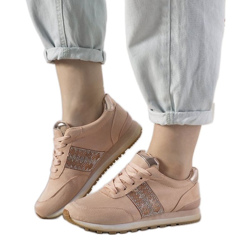 Sneakers rosa con zirconi Ratia beige