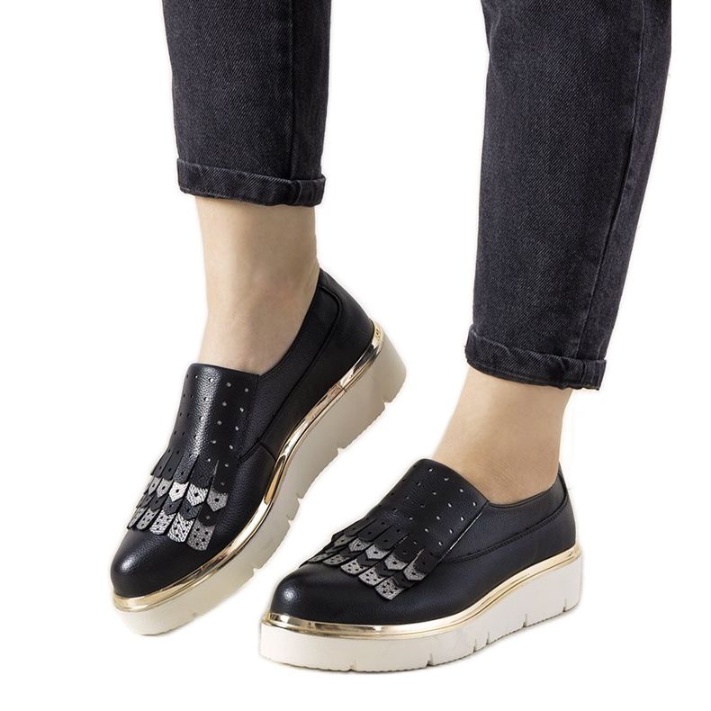 Scarpe slip-on argento con borchie GF-FD9 nero