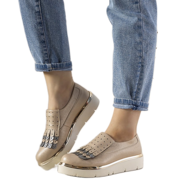 Scarpe slip-on argento con borchie GF-FD9 d'oro