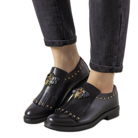 Scarpe slip-on nere con borchie GF-FD9 nero