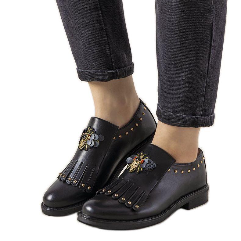 Scarpe slip-on nere con borchie GF-FD9 nero