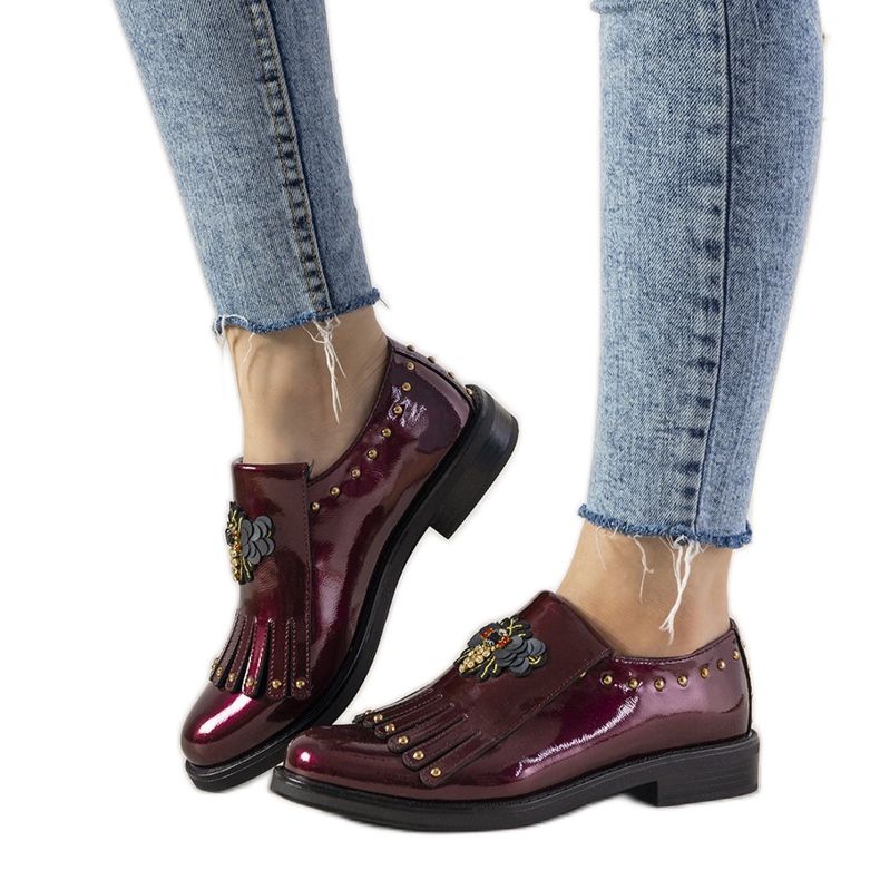 Slip on bordeaux con borchie GF-FD9 rosso