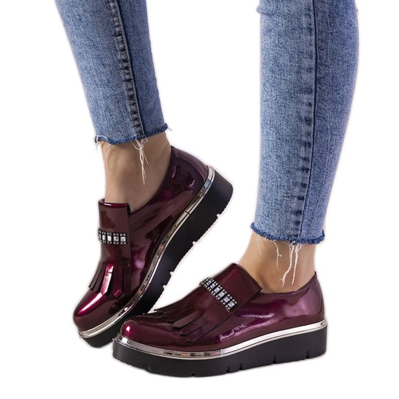 Slip on bordeaux con borchie GF-FD9 rosso
