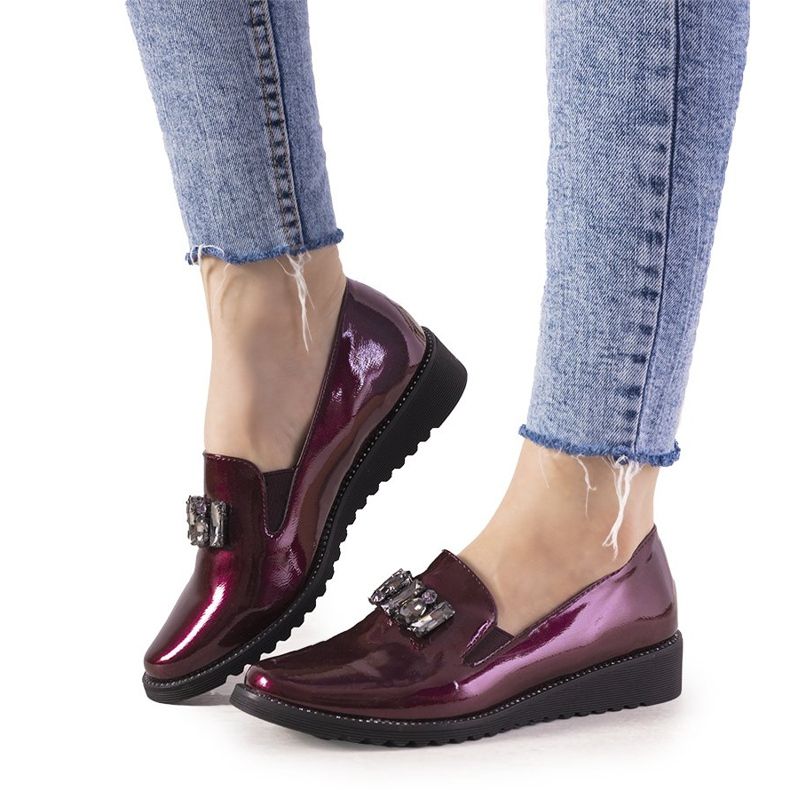 Slip on bordeaux con borchie GF-FD9 rosso