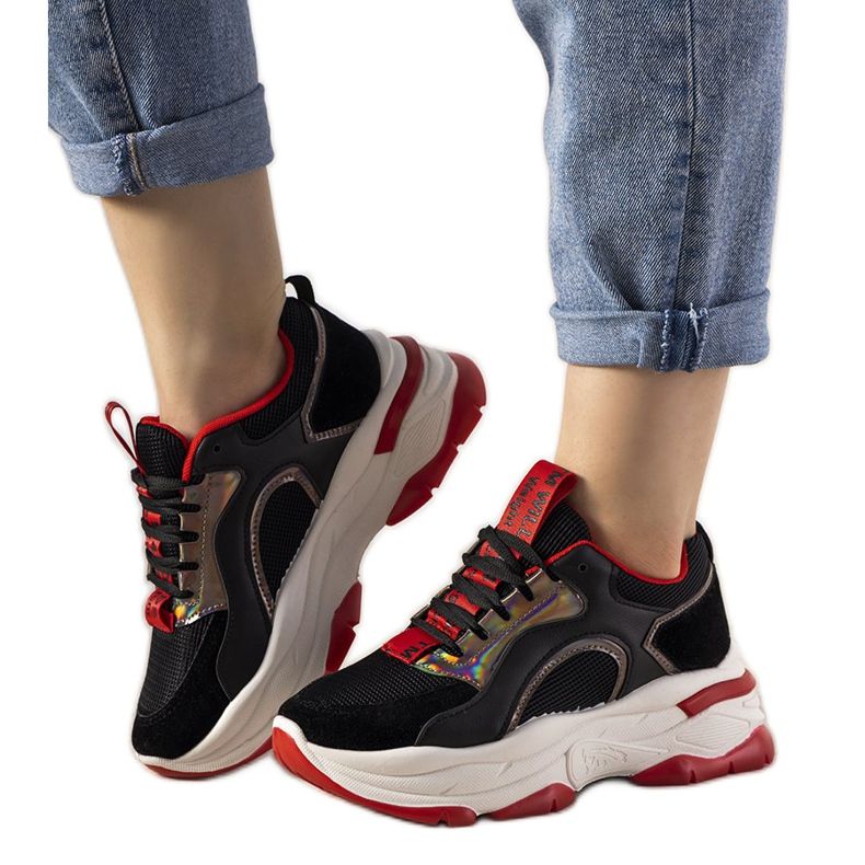 Sneakers nere con inserti Freedom olografici nero