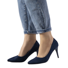 Décolleté blu navy su tacco Campbell basso