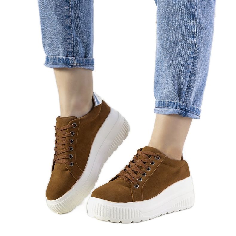 Sneakers sportive marroni con suola alta Ratter marrone