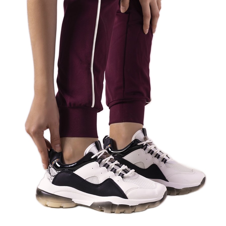 Sneakers bianche e nere con suola ombre Laugh bianca