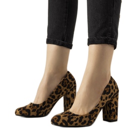 Décolleté su palo in fantasia leopardata Selva marrone