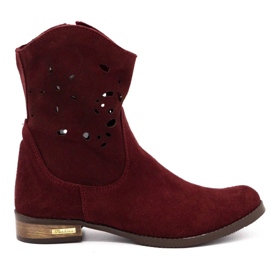 Olivier Comodi stivali traforati Jess bordeaux rosso
