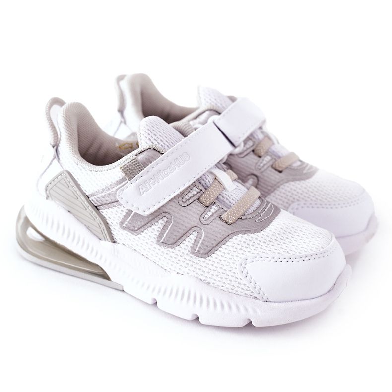 Scarpe Sportive Bambini Con Velcro ABCKIDS Bianco-Argento bianca