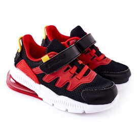 Scarpe sportive da bambino con velcro ABCKIDS Nero-Rosso