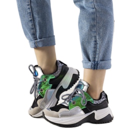 Sneakers argento con suola alta primaverile nero