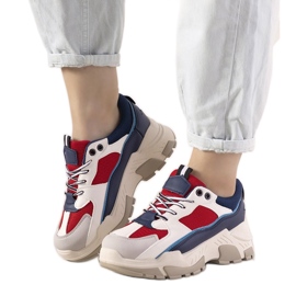 Sneakers blu navy su suola alta Omertà bianco