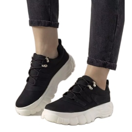 Sneakers sportive nere con suola alta Luna nero