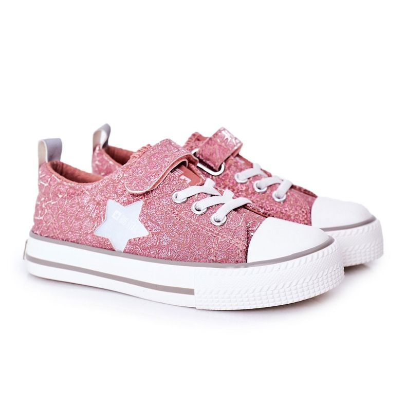 Sneakers Per Bambini Con Velcro Big Star HH374027 Rosa d'argento