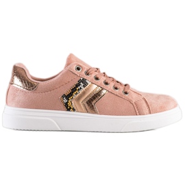 SHELOVET Sneakers in pelle scamosciata rosa