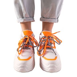 Sneakers arancioni e bianche con doppia allacciatura One Chance bianco arancia