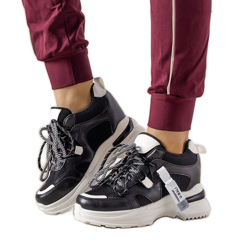 Sneakers bianche e nere con doppia allacciatura One Chance bianca nero