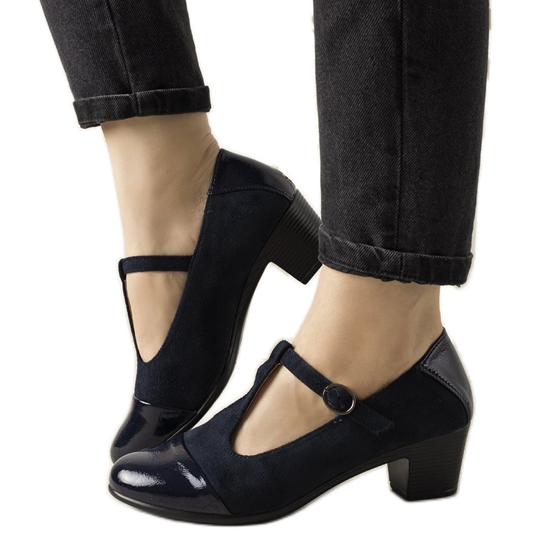 Décolleté blu navy su colonna con punta Dessert verniciata