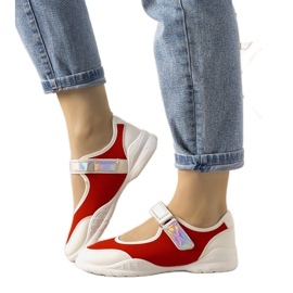 Sneakers bianche e rosse con inserto olografico Melania bianca rosso