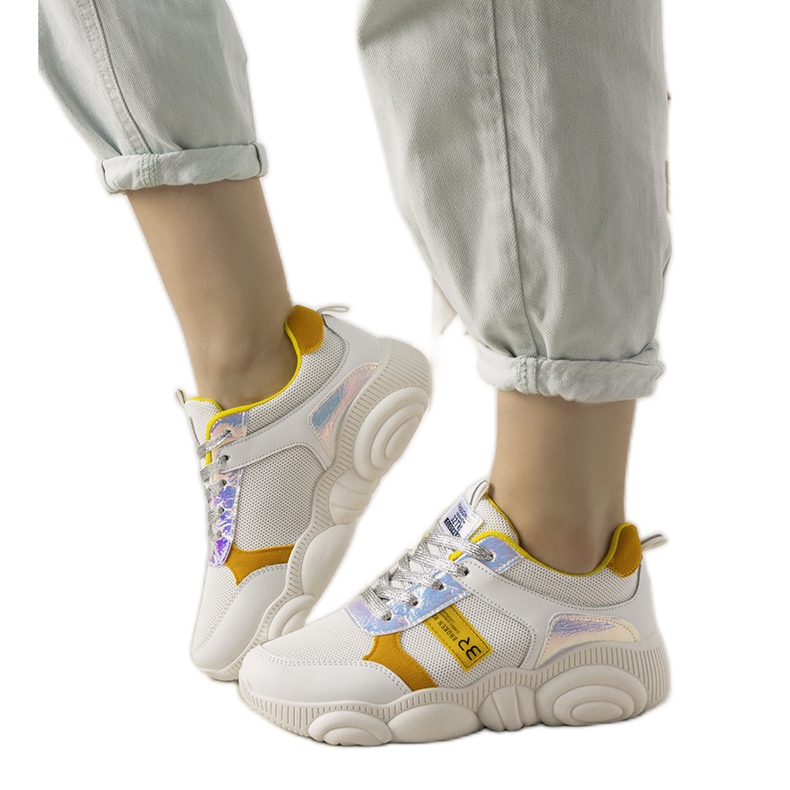 Sneakers Carry da donna bianche e gialle bianca
