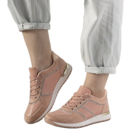 Sneakers Ecoma rosa con motivo a pelle di serpente