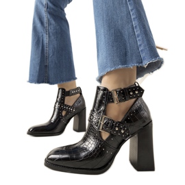 Stivaletti neri con motivo in pelle di coccodrillo Wonderful nero