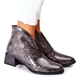 Stivali caldi in pelle con tacco alto Maciejka 04777-13 Grigio multicolore
