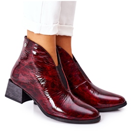 Stivali caldi in pelle con tacco alto Maciejka 04777-23 Claret rosso