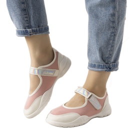 Sneakers rosa e bianche con inserto olografico Melania bianca