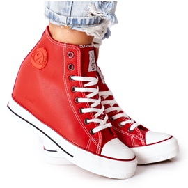 Cross Jeans Sneakers in pelle su jeans incrociati con zeppa II2R4026 Rosso