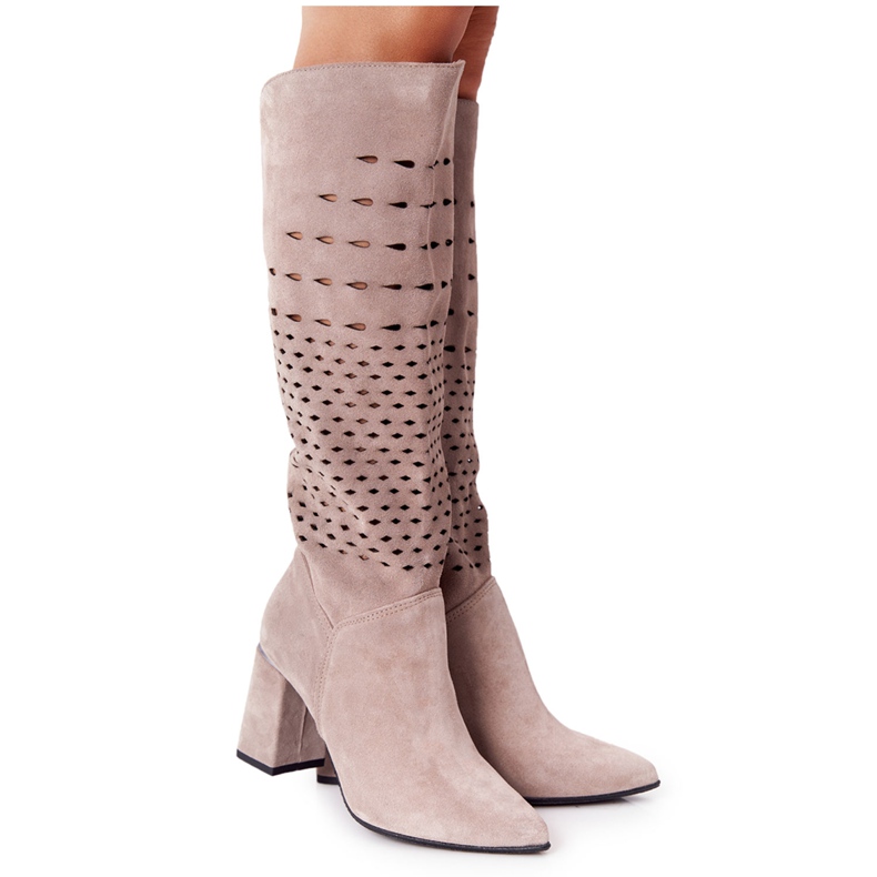 Stivali traforati Lewski Shoes 2847 / B Beżowe beige