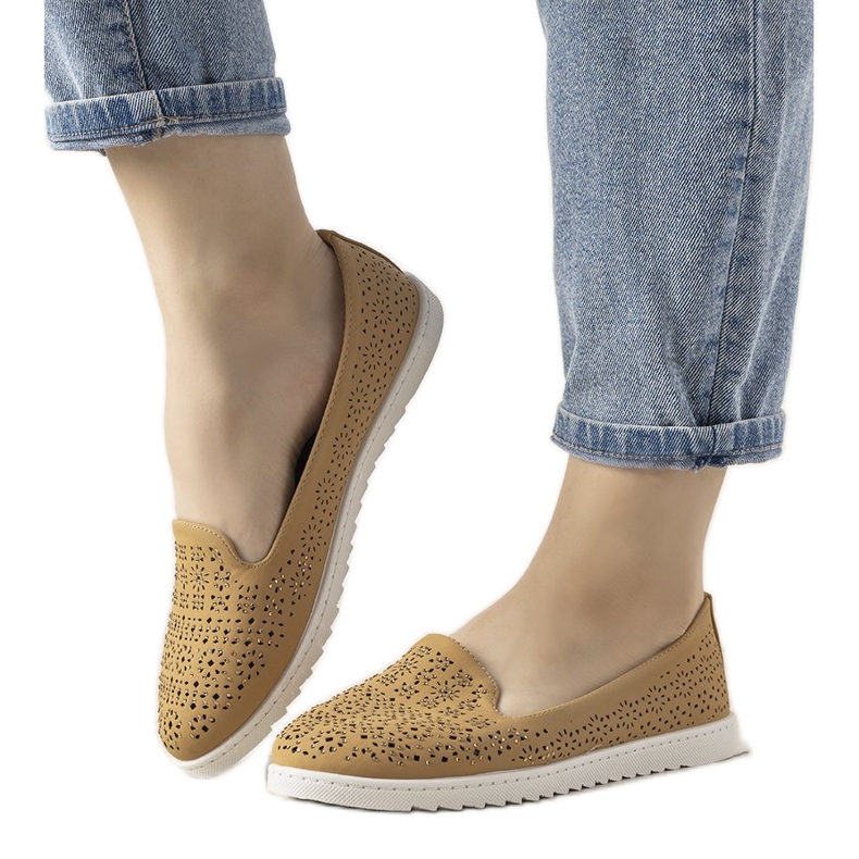 Mocassini cammello con motivo Catwalk traforato marrone