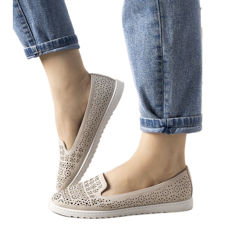 Mocassini beige con motivo Catwalk traforato