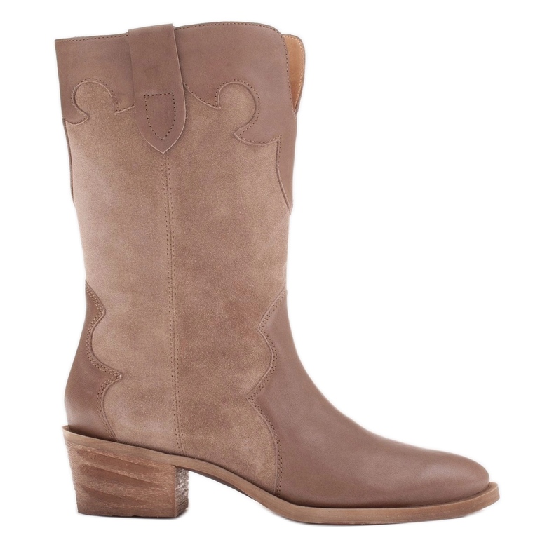 Marco Shoes Stivali texani Clara con cuciture decorative beige